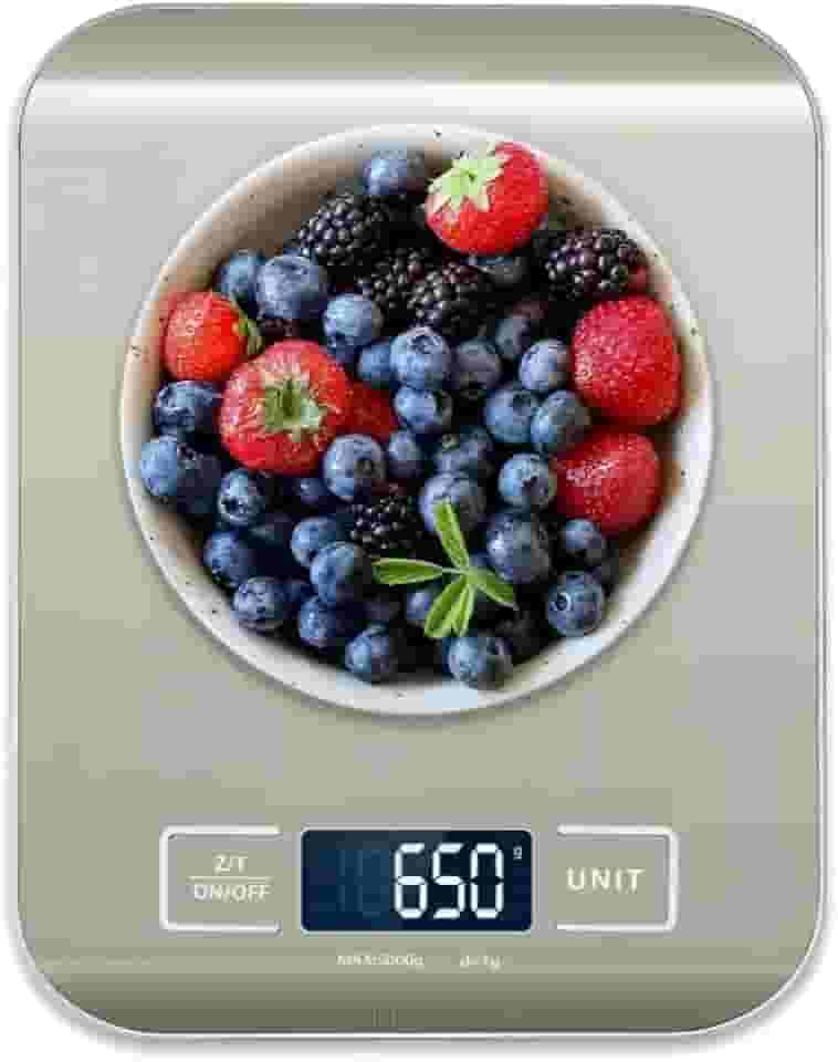Balança de Cozinha de Inox, Visor Digital, Alimentos, Temperos, Remédios, Joias, Em Inox e Não Enferruja, Acompanha Pilhas e Manual, Pronta Para Uso, Ideal Para Dietas, Cozinhas e Restaurantes