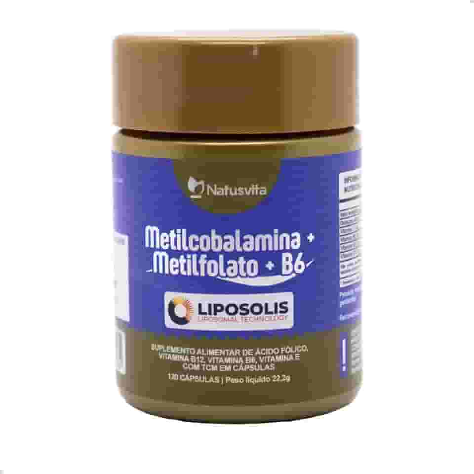 120 cápsulas Metilcobalamina B12 + Metilfolato Ácido Fólico + Vitamina B6 + Vit E + TCM Lipossomal Alta Absorção