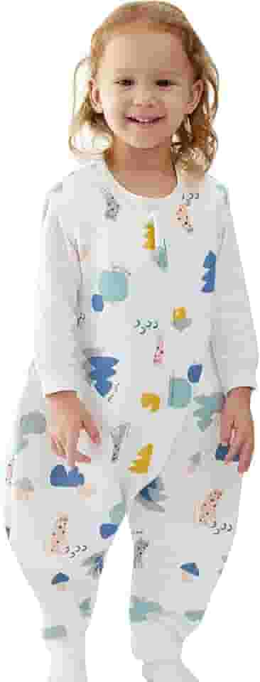 Duomiaomiao Saco de dormir unissex para bebês com pés, todas as estações, 1.0 TOG, sem mangas, leve e respirável, saco de dormir infantil