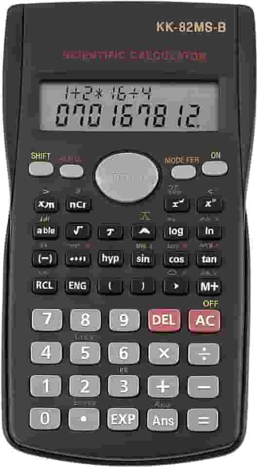 Calculadora Científica com 240 Funções e Display Duplo em LCD, 10+2 Dígitos para Cálculos Estatísticos, Financeiros, Frações com Resposta e Teclas Rápidas (Preto)