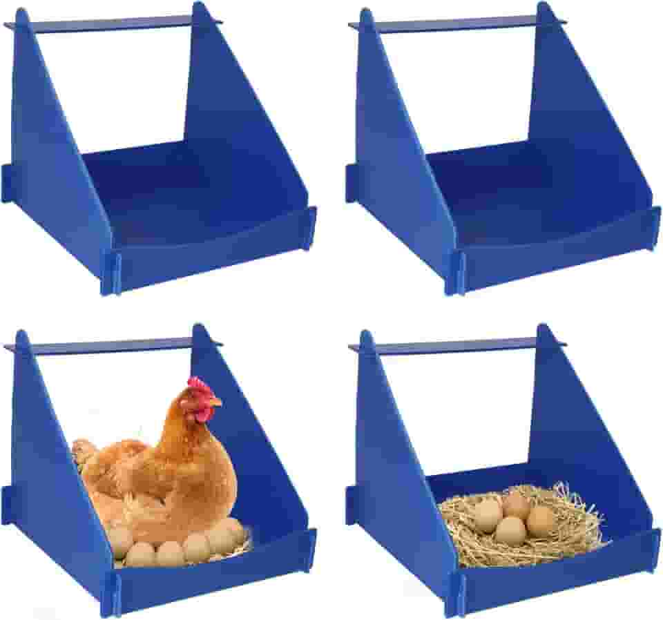 Ayuanb Pacote com 4 caixas de assentamento para galinhas, caixa de plástico para colocar ovos, caixa de ninho durável para galinhas, patos e aves