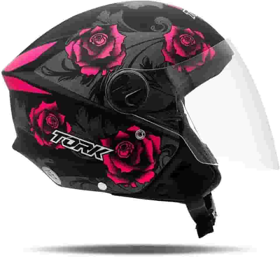 CAPACETE ABERTO PRO TORK NEW LIBERTY 3 FLOWERS FOSCO ROSA - PRETO TAM. 58