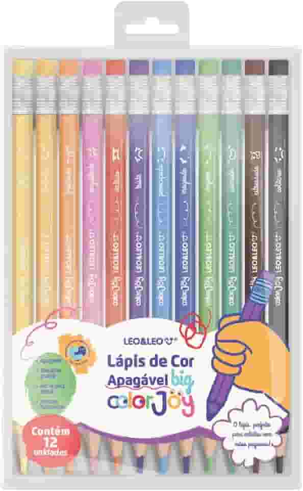LÁPIS DE COR APAGÁVEL BIG COLORJOY - CAIXA C/ 12 CORES SEXTAVADO LEO&LEO