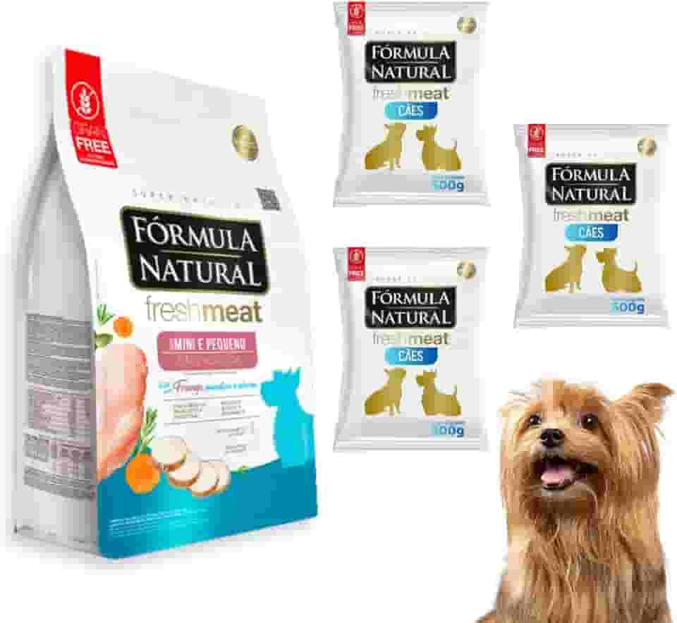 Kit com 3 Rações Fórmula Natural Fresh Meat Para Cães Adultos Portes Mini e Pequeno Sabor Frango, Mandioca e Alecrim | Linha Super Premium | Pelagem Bonita e Brilhante