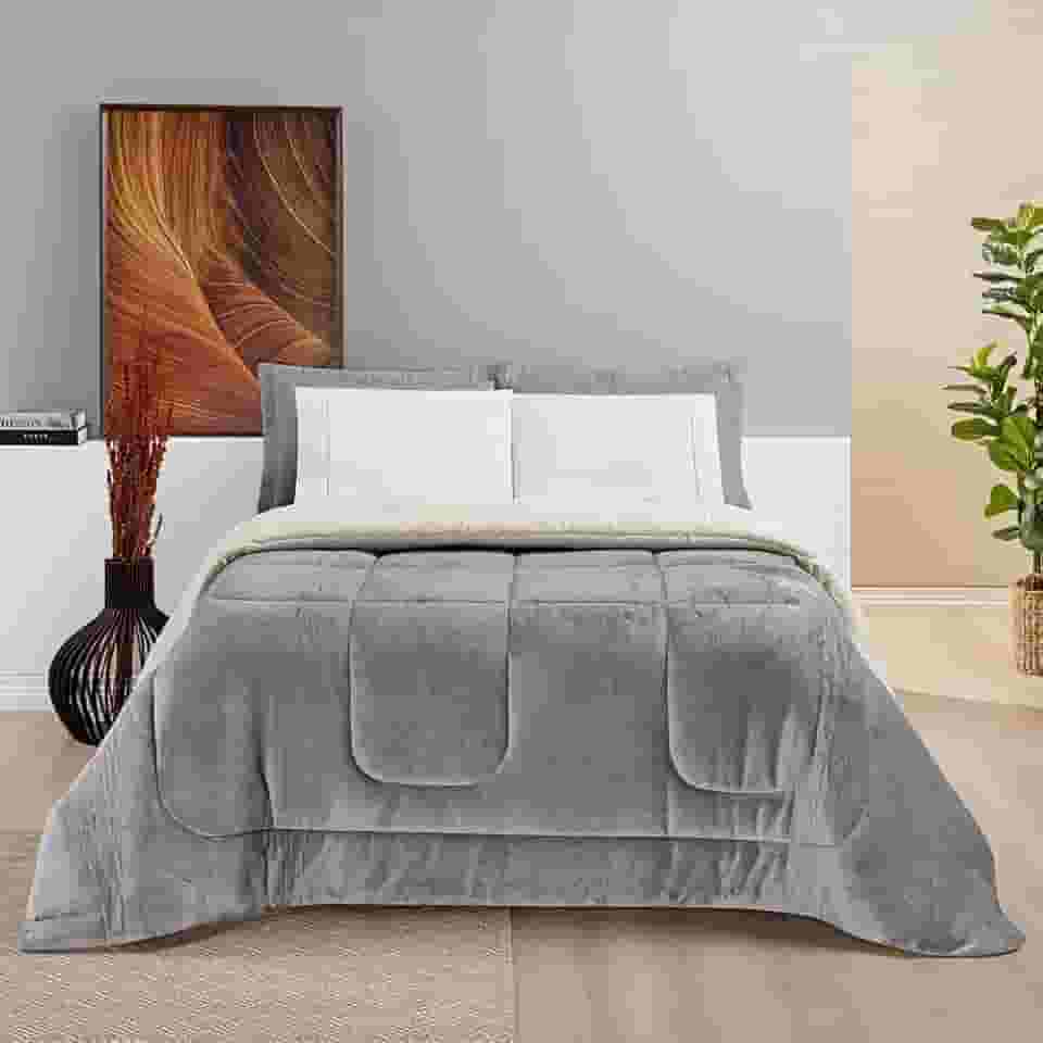 Cobertores KING size FOFÃO Gigante Lã Manta Cobertas Sherpa Edredom Grosso Coberdrom frio intenso (Cinza)