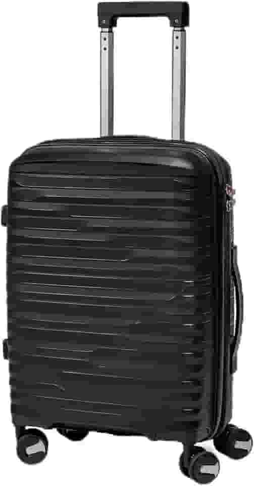 Mala De Bordo 10Kg Expansível Polipropileno Medidas 55x35x25cm Padrão Anac Mala De Viagem Pequena De Mão 8 Rodas 360° Cadeado Integrado Zíper Antifurto Rígida Leve Carry-On (PRETO, Pequeno)