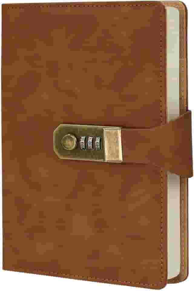 LUMAI Caderno Diário com Cadeado e Fechadura Secreta, Ideal para Anotações, Projetos, Privacidade e Criatividade, Folhas Com Pauta Linhas, Capa de Couro Resistente e Design Minimalista – Marrom
