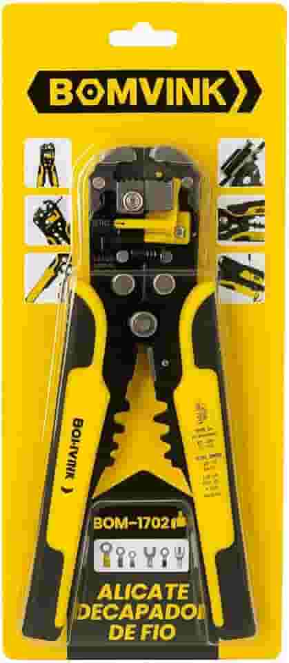 Alicate Desencapador de Fios e Cabos Automatico - Crimpador 3 em 1 - Alicate Descascador Decapador Cortador Profissional Auto Ajustável e Preciso - Linha Premium