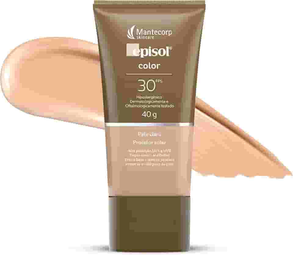 MANTECORP - Protetor Solar Facial Episol Color FPS 30, Efeito Base, Alta Proteção - Tom Claro 40g