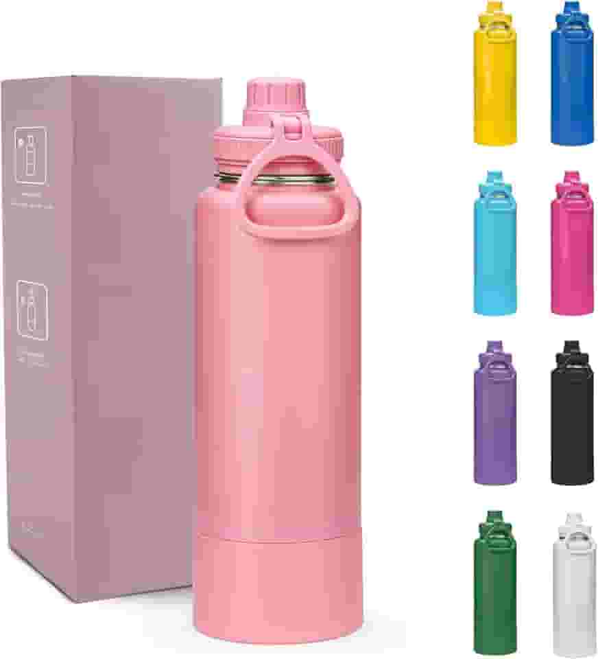 Garrafa Térmica 800ml - Duplamente Isolada, Aço Inox 304, Base Emborrachada Anti Derrapante, Mantém Bebidas Quentes por 12 Horas e Geladas por 24 Horas, (Rosa Bebe)