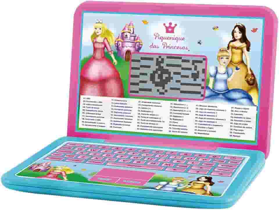 Laptop Infantil Bilingue 60 Atividades Princesas, DM Toys