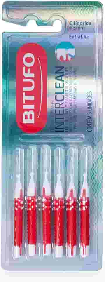 Escova Interdental Bitufo Interclean Extrafina Cilíndrica 3 milímetros 6 unidades, Bitufo