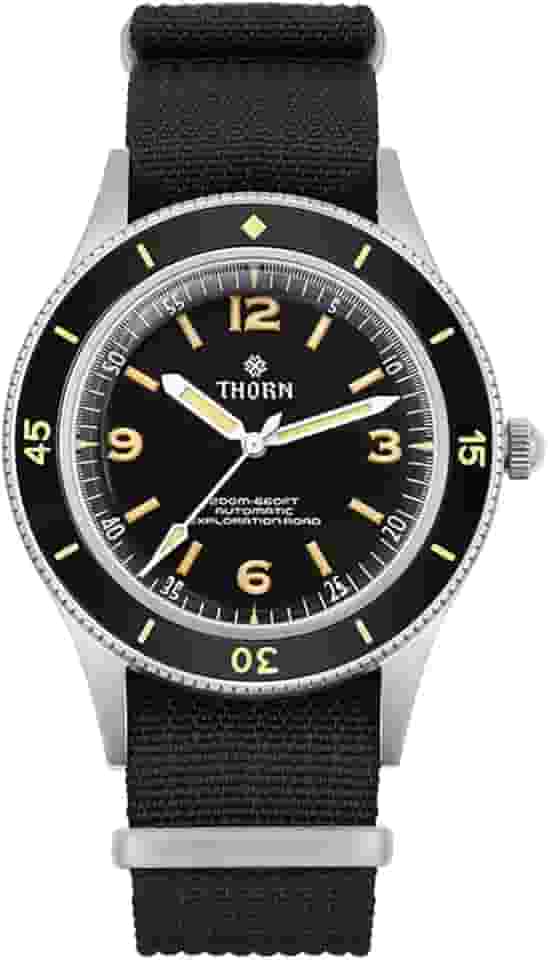 Thorn Relógio masculino de mergulho automático com 50 braças, movimento NH35, C3, luminoso, militar, 200 m, impermeável, 40 mm, Mecânico, mergulho, militar