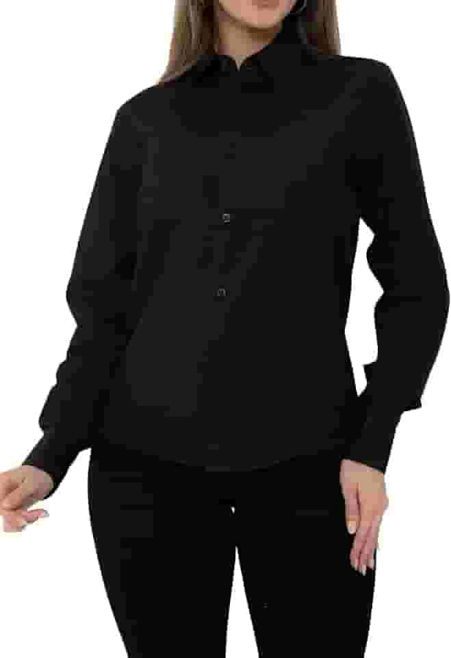 Camisa Social Feminina Lisa Manga Longa Estruturada Slim