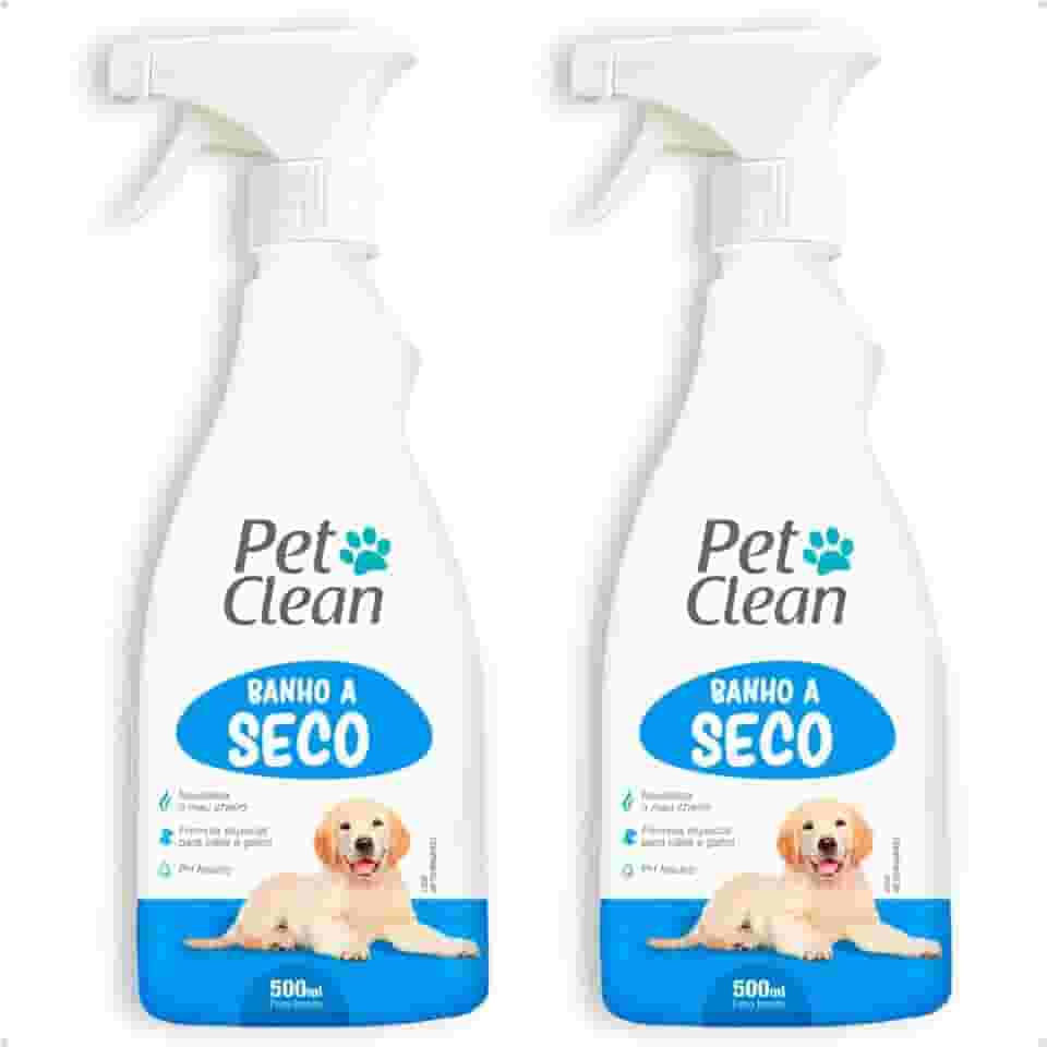 Kit 2 Banho a Seco Spray Sem Enxágue Pet Shop Banho e Tosa Cachorro e Gato Pet Clean 500 ml