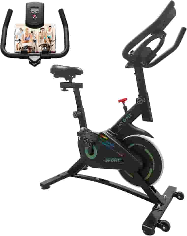 Bicicleta Ergométrica Indoor, Ultra Silenciosa, com Resistência Infinita, Assento e Guidão Ajustáveis, Monitor LCD（Verde)