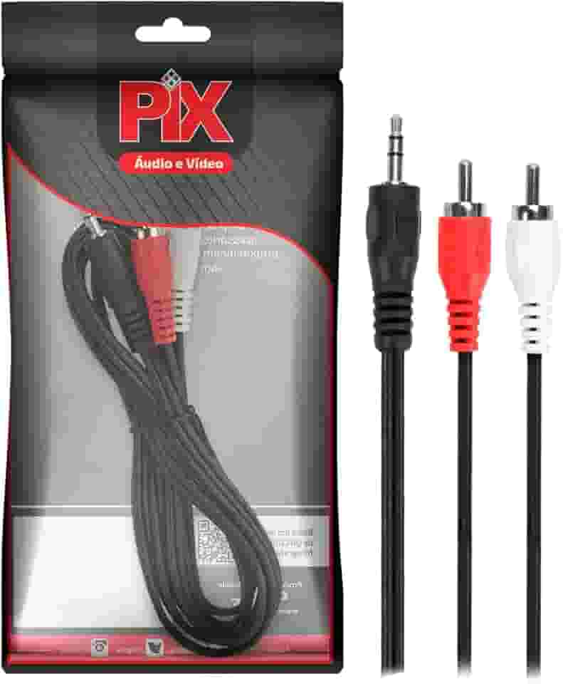 Cabo P2+Rca Niquel - P2 Estereo + 2 Rca Macho - 1.80M