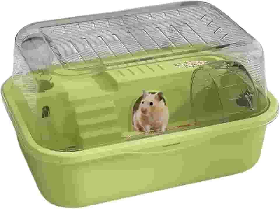 Gaiola de hamster, gaiola de camada dupla para hamster para animais de estimação - roda de corrida silenciosa, anexada, habitat de animais pequenos, para coelhinho de chinchila, gerbil, esquilo
