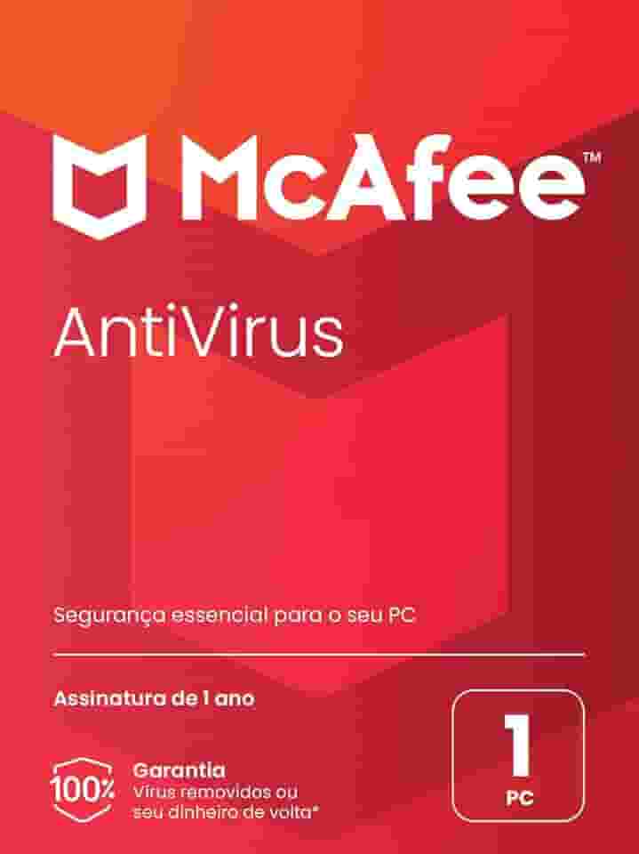 McAfee AntiVirus Protection | 1 PC (Windows) | Software de segurança cibernética inclui proteção antivírus, software de segurança da Internet | Assinatura de 1 ano | Cartão-chave