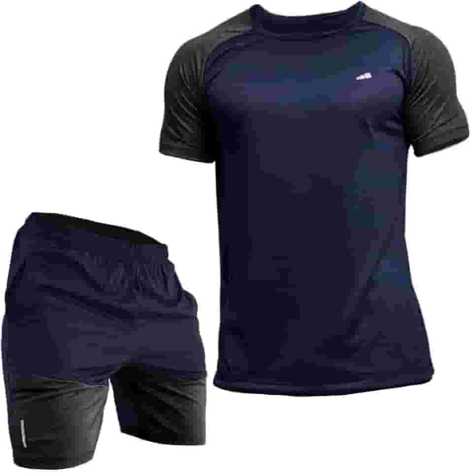 Conjunto Masculino Academia Camisa Raglan + Short Dry-Fit