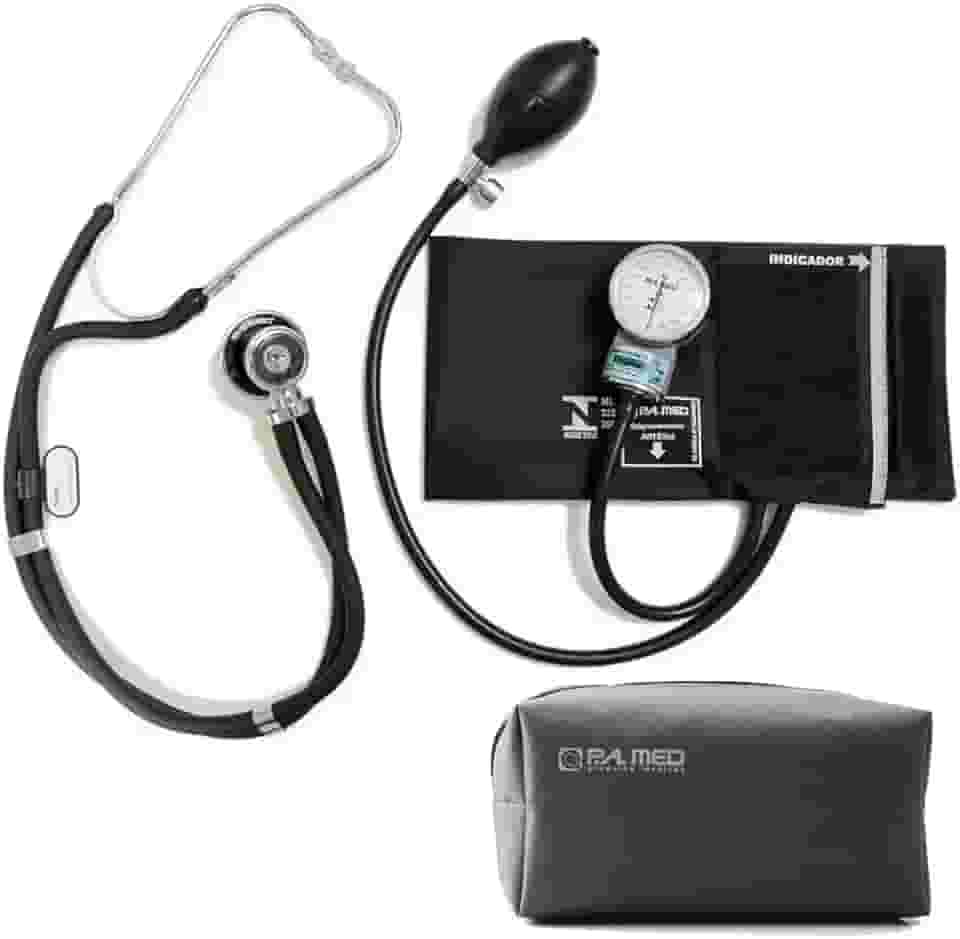 Aparelho De Pressao Esfigmomanometro Estetoscopio Pa Med (Preto)