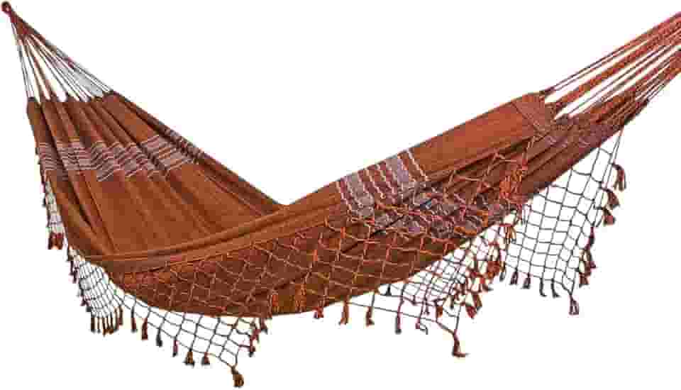 Rede de Dormir e Descanso Jeans Casal 100% Algodão Jaguaruana. (Laranja)