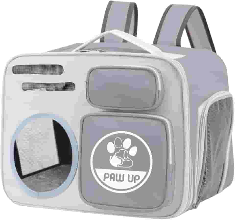 Bolsa Transporte Pet para Gatos 40x30x26 cm,Mochila em Tecido Oxford Respirável e Resistente, Espaçosa, com Ventilação, Alças Ergonômicas e Bolso Externo, Ideal para Viagens e Passeios (Cinza)