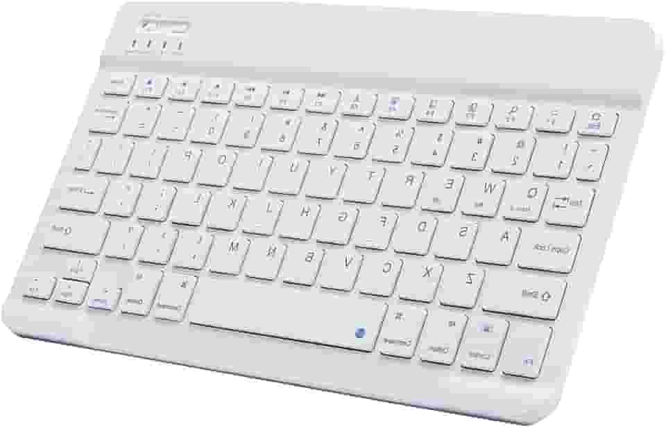 SilentKeys Pro™ Mini Teclado Bluetooth 10” Ultrafino – Sem Fio, Portátil, Silencioso e Recarregável p/Tablets, Smartphones, Notbooks, PCs, Smart TVs (branco)