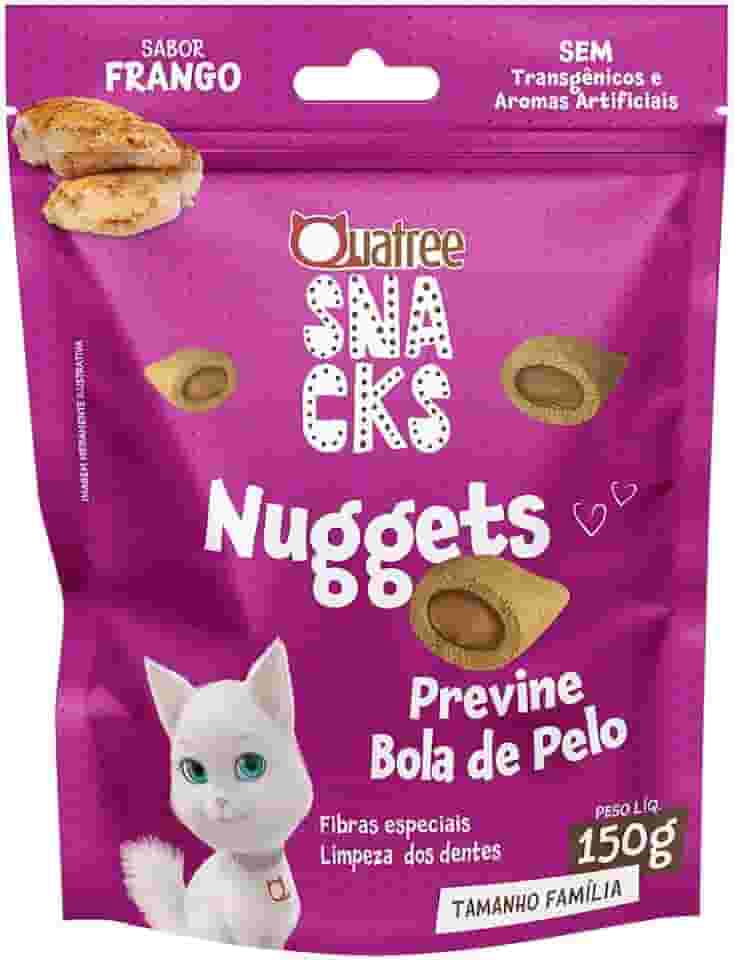 Snack Quatree Nuggets Para Gatos Bola de Pelo Sabor Frango 150g