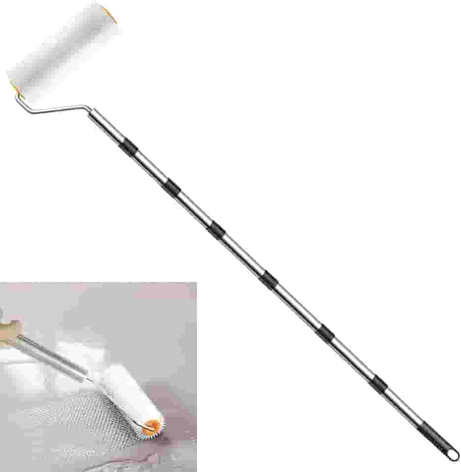 Rolo pontiagudo autonivelante de 22 cm com alça ajustável estendida (209,8 cm) ideal para eliminar bolhas em concreto, epóxi e uma ferramenta essencial para trabalhos de cimento, pintura