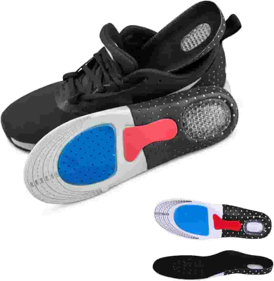 Palmilha Ortopédica Gel Esportiva Correção Pisada e Postura Anti Impacto Alivio de Dores Nos Pés e Calcanhar - Esporão, Fascite Platar, Calcaneo - Tamanho Ajustável - Para Homens e Mulheres (35 a 40)