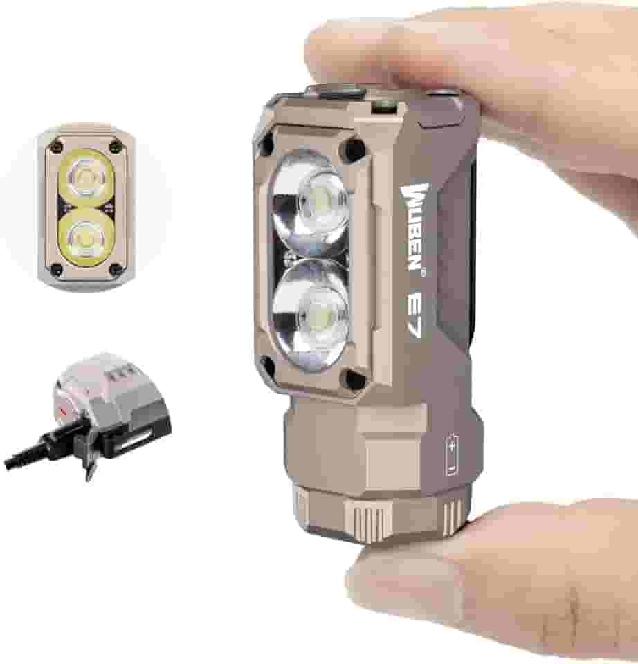 Mini lanterna recarregável de 1800 lúmens com ímã WUBEN E7 - lanterna EDC superbrilhante de 6 modos, LED recarregável Typ-C; lanterna de bolso IP68 para uso com farol, resgate, acampamento