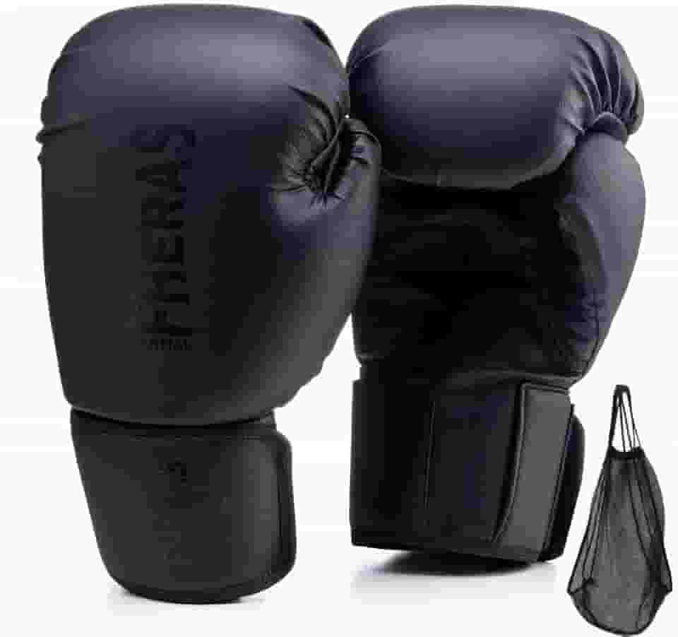Luva de Boxe Muay Thai MMA Pro All Black Fheras 12Oz