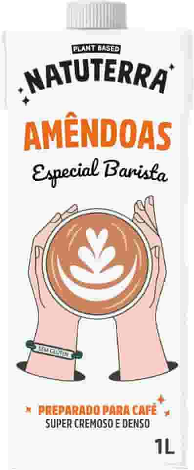Bebida Vegetal Barista de Amêndoas Natuterra 1L Leite Vegetal de Amêndoas | Bebida de amêndoas sem adição de açúcar, sem lactose, sem colesterol, sem glúten e livre de soja, baixo em calorias | 100% plant based