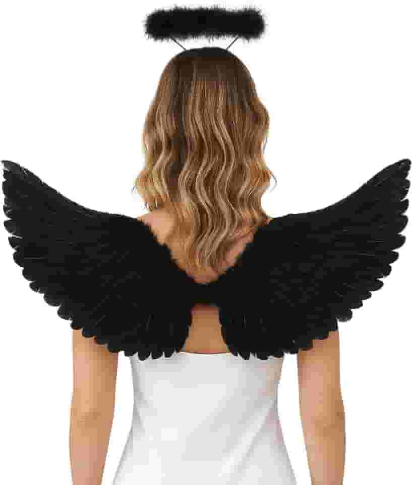 Kit Fantasia Asa De Anjo E Tiara Com Led Carnaval Festa Halloween Adulto