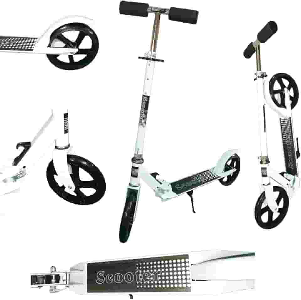 Patinete Adulto Jovens Scooter 2 Rodas Até 100 Kg Criança Adolescente Portátil Dobravél Resistente - Branco