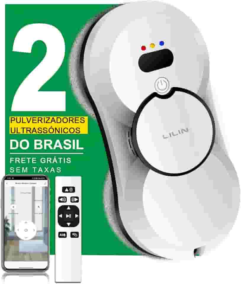 Lilin Robô Limpa Vidros HCR10 Bivolt, Robô de Limpeza de Janelas com Bivolt, Pulverizador ultrassónico de bico duplo com sensor de gota e sensor de borda, Planejamento inteligente de caminho,Do Brasil
