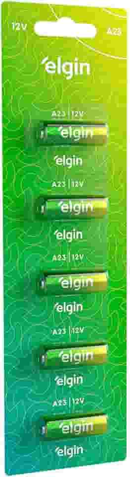 Bateria Alcalina A23 Cartela com 5 Unidades Elgin 12V Pilha