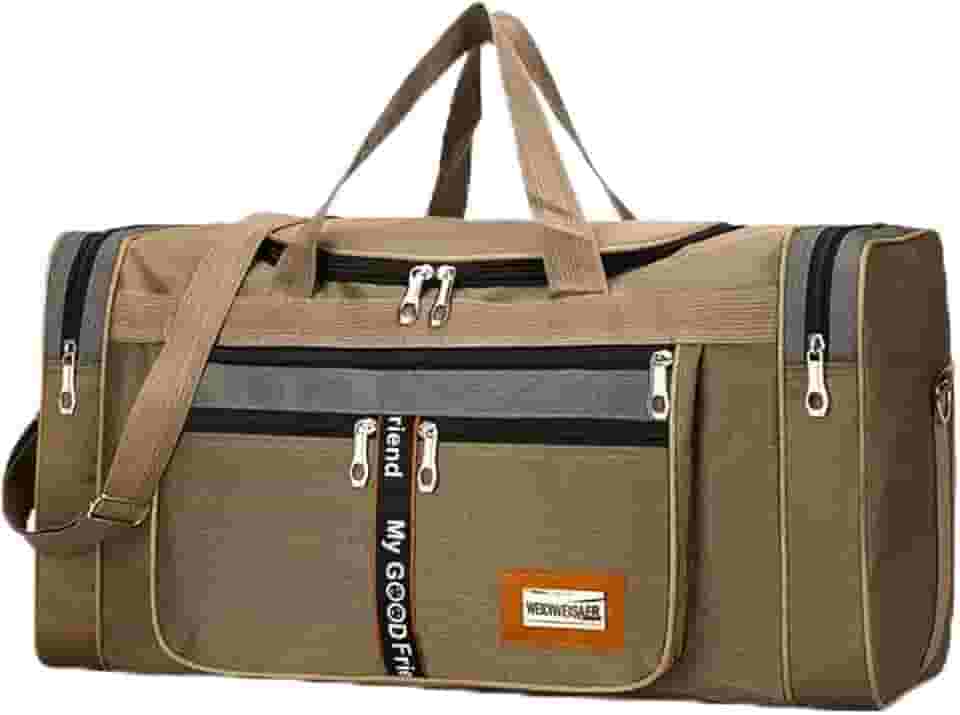 Bolsa Mala Viagem de Mão Ombro Transversal Ajustável Feminina e Masculina Super Grande 60 Litros (Marrom Claro)