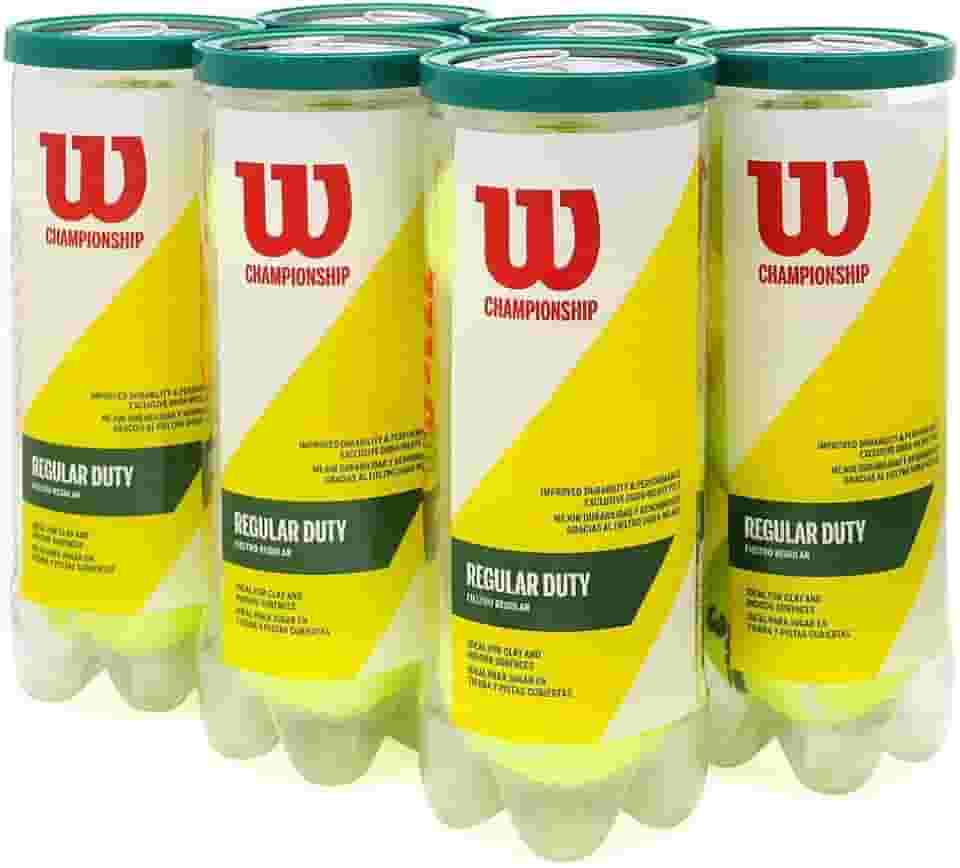 Bola de Tênis Wilson Championship Regular Duty Saibro Pack com 6 Tubos