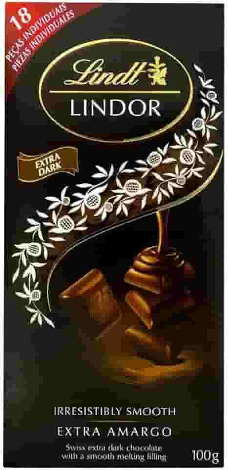 Chocolate Lindt Lindor, Extra Amargo, Barra de 100g