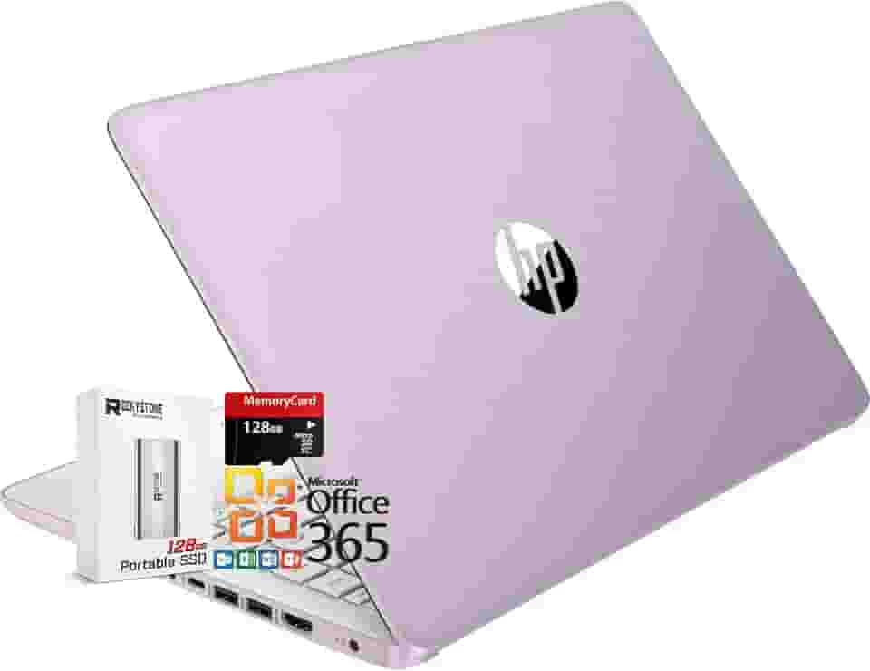 HP Laptop HD fino e leve de 14 polegadas, processador Intel N150 (Beat N4120), 8 GB de RAM, 256 GB de armazenamento (128 GB UFC + 128 GB MicroSD), Office 365, Copilot AI, WiFi 6, BT 5.4, HDMI, W/128