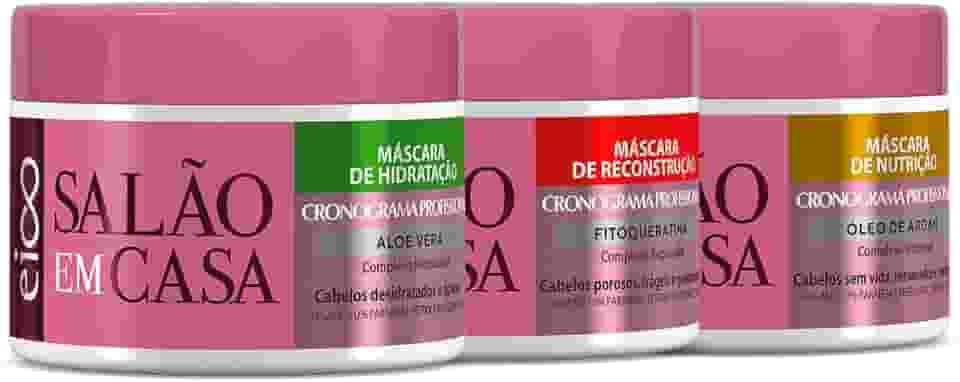 Kit Máscara Cronograma Nutrição Hidratação e Reconstrução Eico Salão Em Casa Tratamento Capilar