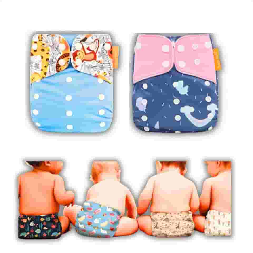 Kit 2 Fraldas Ecológicas De Pano Ajustáveis + 3 Absorventes (Menino)