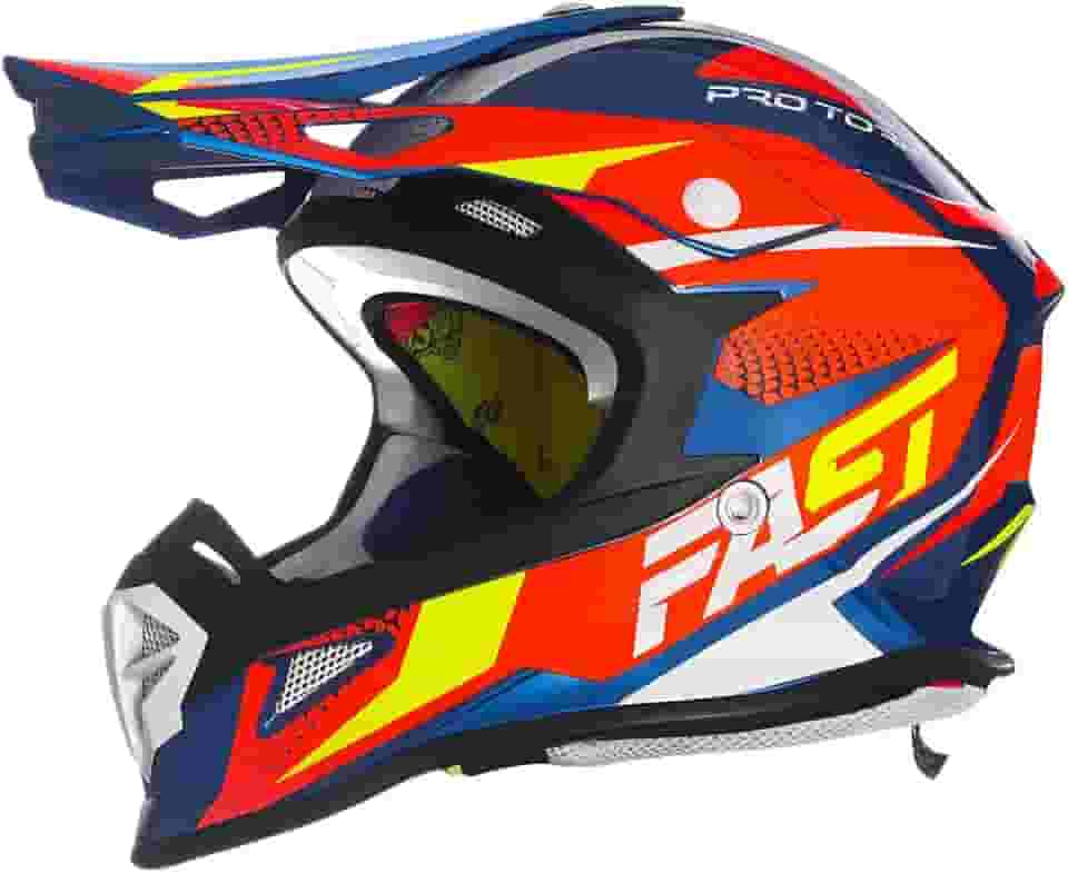 Capacete Motocross Fast Fantasy Limited Edition 56 Azul/Laranja 56