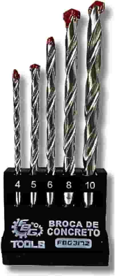 Kit 5 Brocas para Concreto Aço Reforçado Ponta Vídea
