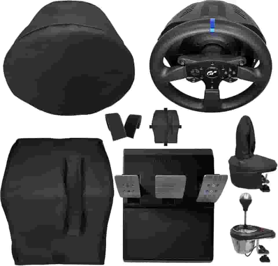 Qualicapas Kit de Capas Protetoras para Volante e Base T300RS GT Edition + Capa para Pedais T3PA + Capa para Câmbio TH8A Add-On Shifter Simulador Gamer Thrustmaster