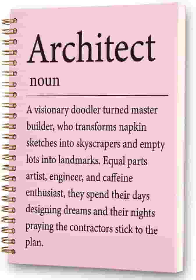 FOUGSTA Architect Spiral Notebook - 160 Page (80 Sheet) Design Sketchbook for Architects & Engineers, 8x6 Inches Grid Ruled with 'Visionary Doodler' Quote - XXR15