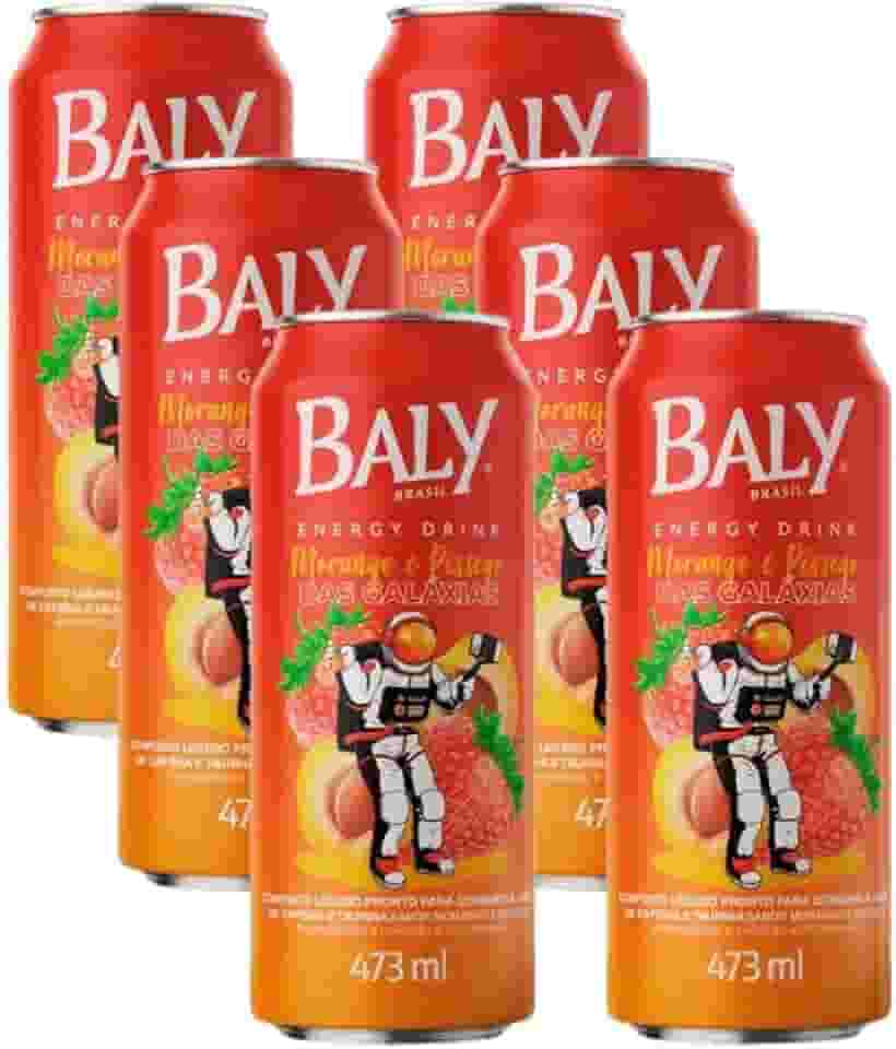 Baly Energético Morango e Pêssego 473ml Com 6 unidades