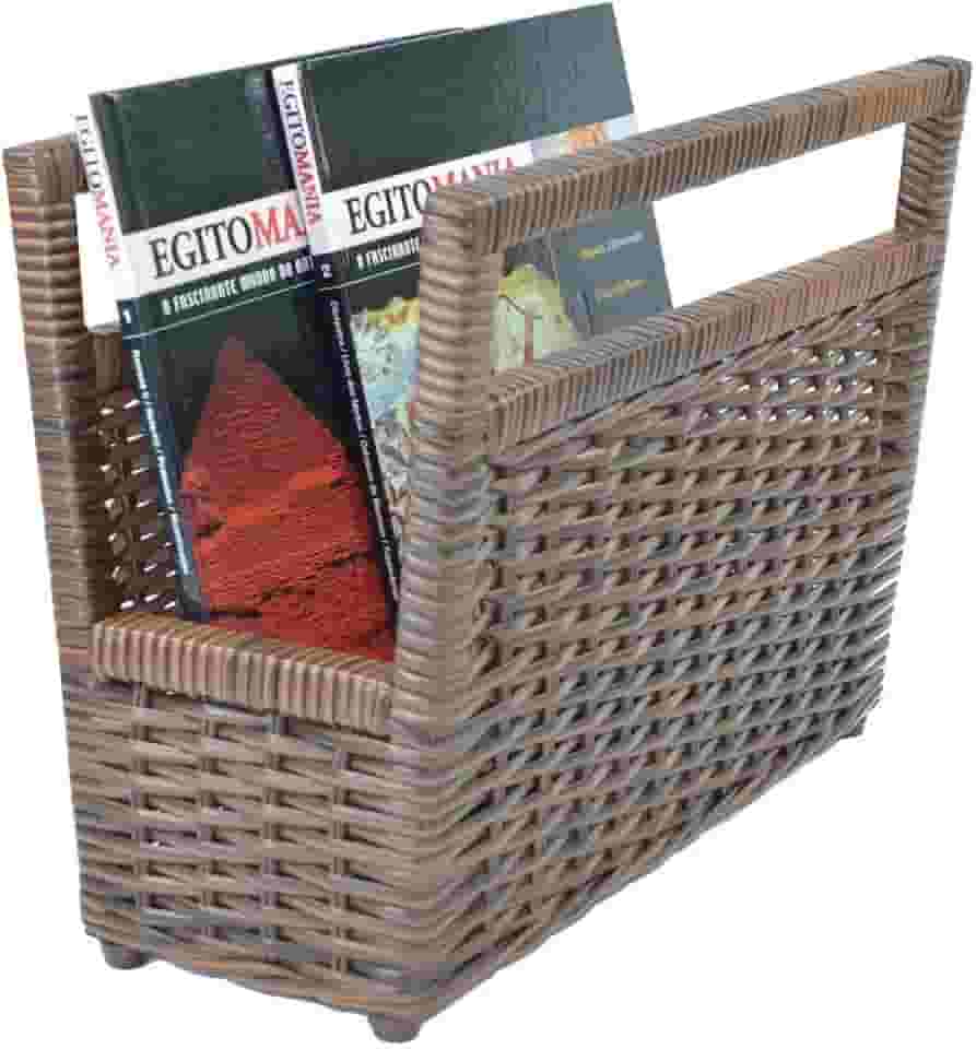 Porta Revisteiro Cesto Jornais Livros Fibra Sintética 34x30x20- Argila